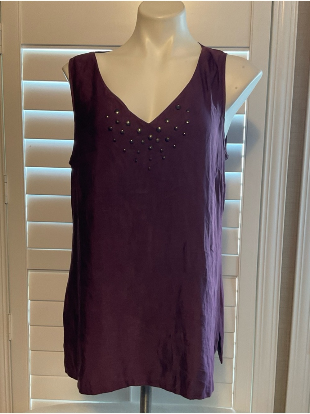 Axcess Purple V-Neck Studded Sleeveless Camisole